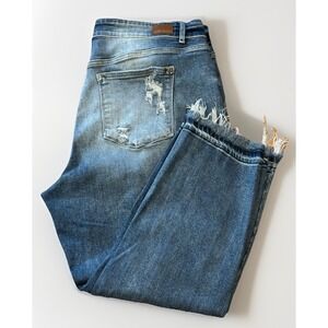 Judy Blue Jeans Womens 20W Denim Straight Fit Distressed Stretch JB82436 Casual